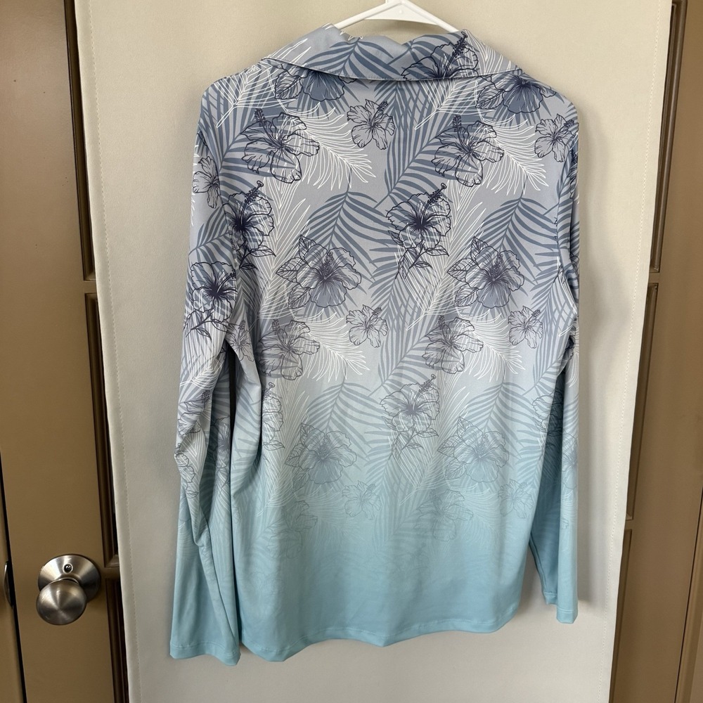 Real Tree Fishing Womens Large V-Neck Collar Floral Long Sleeve Tee T-Shirt - Picture 3 of 6